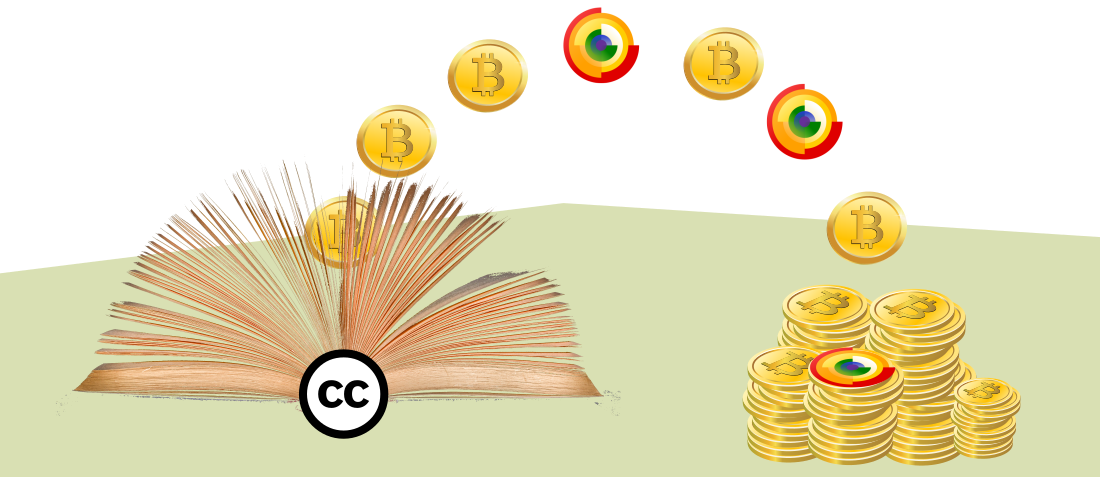 Imagen creada por inteligencia artificial representando una compra con moneda-libre usando el móvil de una cesta de fruta, la compra la realiza una mujer a otra mujer tendera en un mercado.